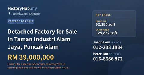 Factory For Sale - Detached Factory for Sale in Taman Industri Alam Jaya, Puncak Alam - Puncak Alam, Selangor