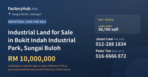 Land For Sale - Industrial Land for Sale in Bukit Indah Industrial Park, Sungai Buloh - Sungai Buloh, Selangor