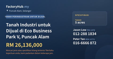 Tanah Untuk Dijual - Tanah Industri untuk Dijual di Eco Business Park V, Puncak Alam - Puncak Alam, Selangor