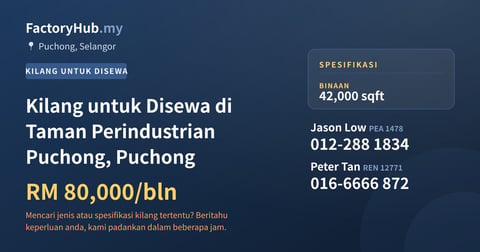 Kilang Untuk Disewa - Kilang untuk Disewa di Taman Perindustrian Puchong, Puchong - Puchong, Selangor