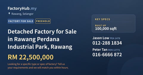 Factory For Sale - Detached Factory for Sale in Rawang Perdana Industrial Park, Rawang - Rawang, Selangor