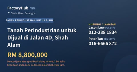 Tanah Untuk Dijual - Tanah Perindustrian untuk Dijual di Jalan 4D, Shah Alam - Shah Alam, Selangor