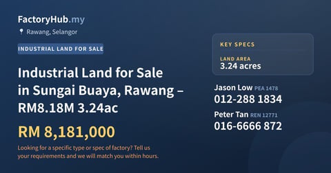 Land For Sale - Industrial Land for Sale in Sungai Buaya, Rawang – RM8.18M 3.24ac - Rawang, Selangor