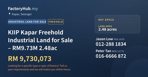 Land For Sale - KIIP Kapar Freehold Industrial Land for Sale – RM9.73M 2.48ac - Kapar, Selangor