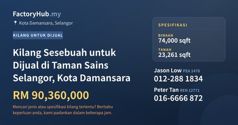 Kilang Untuk Dijual - Kilang Sesebuah untuk Dijual di Taman Sains Selangor, Kota Damansara - Kota Damansara, Selangor