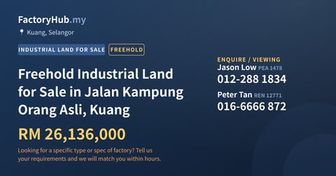 Land For Sale - Freehold Industrial Land for Sale in Jalan Kampung Orang Asli, Kuang - Kuang, Selangor