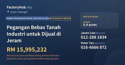 Tanah Untuk Dijual - Pegangan Bebas Tanah Industri untuk Dijual di Jeram - Jeram, Selangor