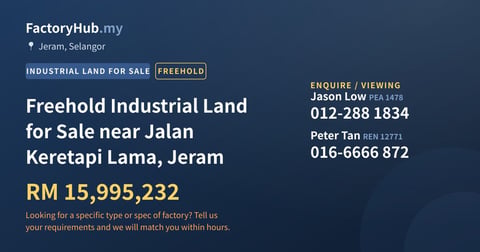 Land For Sale - Freehold Industrial Land for Sale near Jalan Keretapi Lama, Jeram - Jeram, Selangor