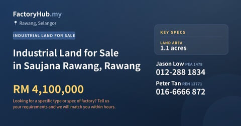 Land For Sale - Industrial Land for Sale in Saujana Rawang, Rawang - Rawang, Selangor