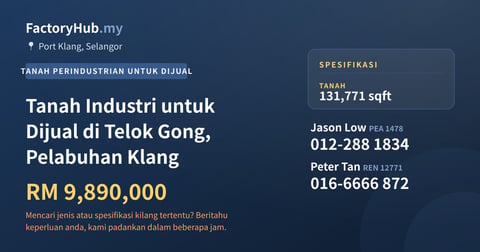 Tanah Untuk Dijual - Tanah Industri untuk Dijual di Telok Gong, Pelabuhan Klang - Port Klang, Selangor