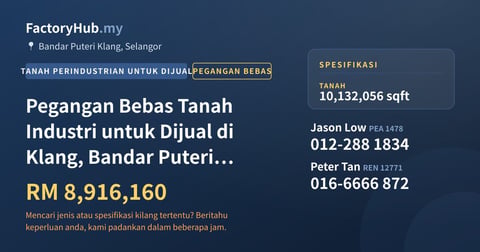 Tanah Untuk Dijual - Pegangan Bebas Tanah Industri untuk Dijual di Klang, Bandar Puteri Klang - Bandar Puteri Klang, Selangor