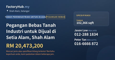 Tanah Untuk Dijual - Pegangan Bebas Tanah Industri untuk Dijual di Setia Alam, Shah Alam - Shah Alam, Selangor