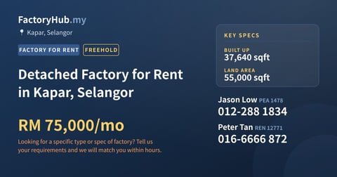 Factory For Rent - Detached Factory for Rent in Kapar, Selangor - Kapar, Selangor