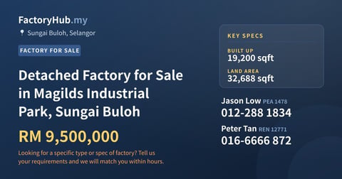 Factory For Sale - Detached Factory for Sale in Magilds Industrial Park, Sungai Buloh - Sungai Buloh, Selangor