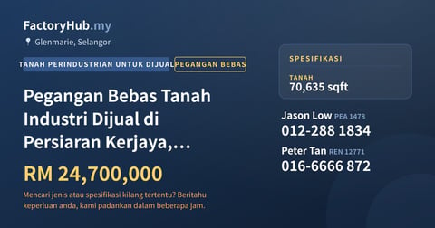 Tanah Untuk Dijual - Pegangan Bebas Tanah Industri Dijual di Persiaran Kerjaya, Glenmarie - Glenmarie, Selangor