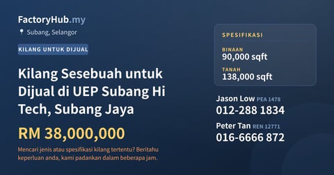 Kilang Untuk Dijual - Kilang Sesebuah untuk Dijual di UEP Subang Hi Tech, Subang Jaya - Subang, Selangor