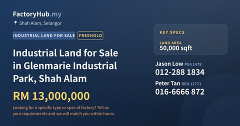Land For Sale - Industrial Land for Sale in Glenmarie Industrial Park, Shah Alam - Shah Alam, Selangor