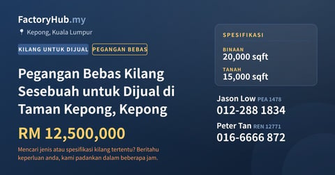 Kilang Untuk Dijual - Pegangan Bebas Kilang Sesebuah untuk Dijual di Taman Kepong, Kepong - Kepong, Kuala Lumpur