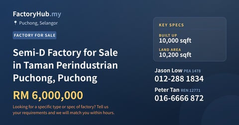 Factory For Sale - Semi-D Factory for Sale in Taman Perindustrian Puchong, Puchong - Puchong, Selangor