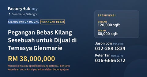 Kilang Untuk Dijual - Pegangan Bebas Kilang Sesebuah untuk Dijual di Temasya Glenmarie - Glenmarie, Selangor