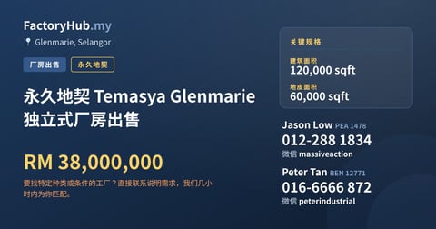 工厂 出售 - 永久地契 Temasya Glenmarie 独立式厂房出售 - Glenmarie, Selangor