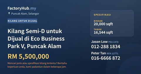 Kilang Untuk Dijual - Kilang Semi-D untuk Dijual di Eco Business Park V, Puncak Alam - Puncak Alam, Selangor