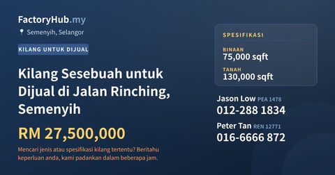 Kilang Untuk Dijual - Kilang Sesebuah untuk Dijual di Jalan Rinching, Semenyih - Semenyih, Selangor
