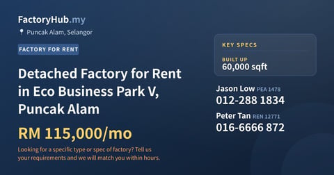 Factory For Rent - Detached Factory for Rent in Eco Business Park V, Puncak Alam - Puncak Alam, Selangor