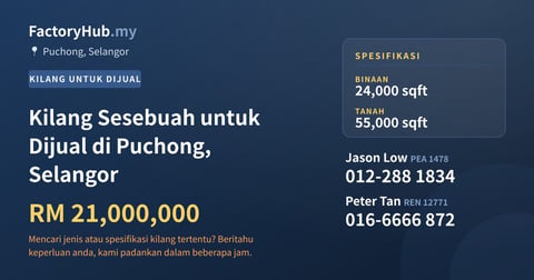 Kilang Untuk Dijual - Kilang Sesebuah untuk Dijual di Puchong, Selangor - Puchong, Selangor