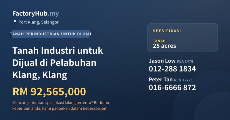 Tanah Untuk Dijual - Tanah Industri untuk Dijual di Pelabuhan Klang, Klang - Port Klang, Selangor