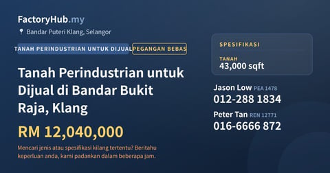 Tanah Untuk Dijual - Tanah Perindustrian untuk Dijual di Bandar Bukit Raja, Klang - Bandar Puteri Klang, Selangor