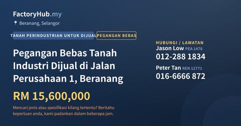 Tanah Untuk Dijual - Pegangan Bebas Tanah Industri Dijual di Jalan Perusahaan 1, Beranang - Beranang, Selangor