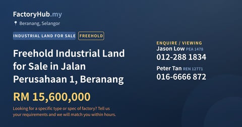 Land For Sale - Freehold Industrial Land for Sale in Jalan Perusahaan 1, Beranang - Beranang, Selangor