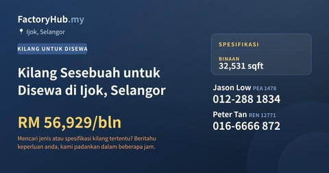 Kilang Untuk Disewa - Kilang Sesebuah untuk Disewa di Ijok, Selangor - Ijok, Selangor