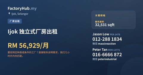 工厂 出租 - Ijok 独立式厂房出租 - Ijok, Selangor