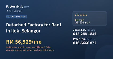 Factory For Rent - Detached Factory for Rent in Ijok, Selangor - Ijok, Selangor