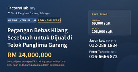 Kilang Untuk Dijual - Pegangan Bebas Kilang Sesebuah untuk Dijual di Telok Panglima Garang - Telok Panglima Garang, Selangor