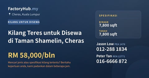 Kilang Untuk Disewa - Kilang Teres untuk Disewa di Taman Shamelin, Cheras - Cheras, Kuala Lumpur