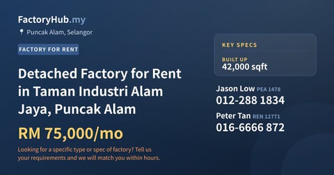 Factory For Rent - Detached Factory for Rent in Taman Industri Alam Jaya, Puncak Alam - Puncak Alam, Selangor