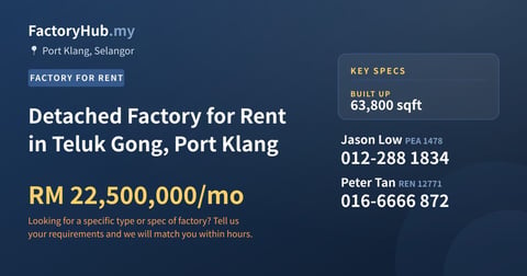 Factory For Rent - Detached Factory for Rent in Teluk Gong, Port Klang - Port Klang, Selangor