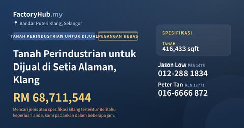 Tanah Untuk Dijual - Tanah Perindustrian untuk Dijual di Setia Alaman, Klang - Bandar Puteri Klang, Selangor