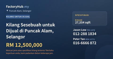 Kilang Untuk Dijual - Kilang Sesebuah untuk Dijual di Puncak Alam, Selangor - Puncak Alam, Selangor