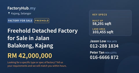 Factory For Sale - Freehold Detached Factory for Sale in Jalan Balakong, Kajang - Kajang, Selangor