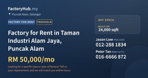 Factory For Rent - Factory for Rent in Taman Industri Alam Jaya, Puncak Alam - Puncak Alam, Selangor