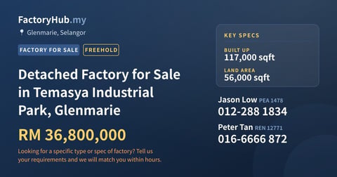 Factory For Sale - Detached Factory for Sale in Temasya Industrial Park, Glenmarie - Glenmarie, Selangor