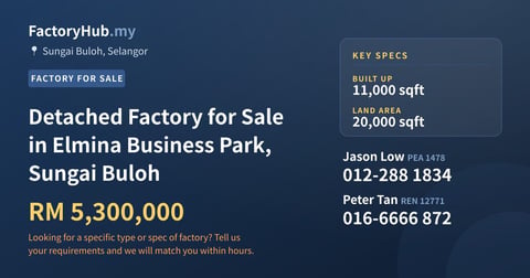 Factory For Sale - Detached Factory for Sale in Elmina Business Park, Sungai Buloh - Sungai Buloh, Selangor