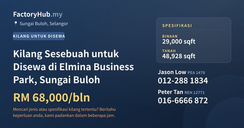 Kilang Untuk Disewa - Kilang Sesebuah untuk Disewa di Elmina Business Park, Sungai Buloh - Sungai Buloh, Selangor
