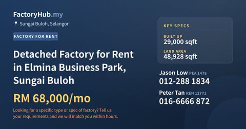 Factory For Rent - Detached Factory for Rent in Elmina Business Park, Sungai Buloh - Sungai Buloh, Selangor