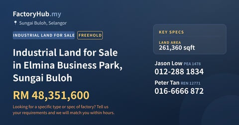Land For Sale - Industrial Land for Sale in Elmina Business Park, Sungai Buloh - Sungai Buloh, Selangor