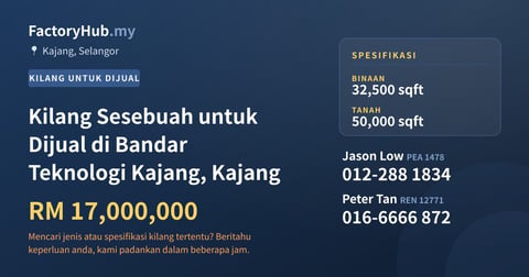 Kilang Untuk Dijual - Kilang Sesebuah untuk Dijual di Bandar Teknologi Kajang, Kajang - Kajang, Selangor